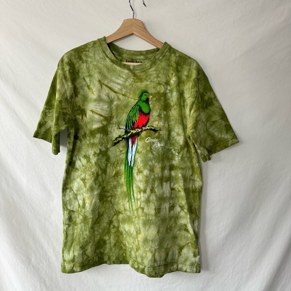 Costa Rica Green Tie-Dye Parrot Graphic Tee